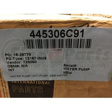 International 445306C91 Engine Water Pump, Navistar Compatible