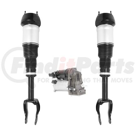 Unity Automotive 2-18-117001-C Front Non-Electronic Suspension Air Strut Assembly Set with Air Suspension Compressor