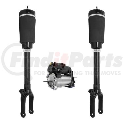 Unity Automotive 2-18-112900-C Front Non-Electronic Suspension Air Strut Assembly Set with Air Suspension Compressor