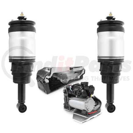 Unity Automotive 2-18-573000-H Rear Non-Electronic Suspension Air Strut Assembly Set with Fully Assembled Air Suspension Compressor with Brackets and Housing