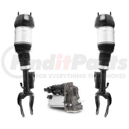 Unity Automotive 2-28-117001-C Front Electronic Suspension Air Strut Assembly Set with Air Suspension Compressor