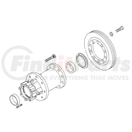 International 3822388C91 Wheel Hub - Rear, With Rotor 190 Steel 0 8- 275, Steel Rim ABS Disc