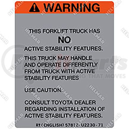 Helmar Forklift Parts 57812-U223071