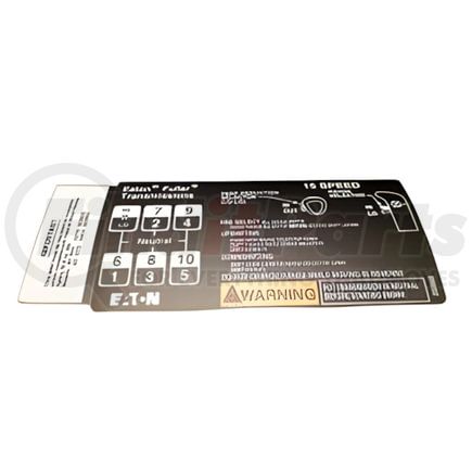 Fuller 20468 Manual Transmission Shift Pattern Label - 15 Speed Pattern
