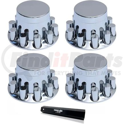 Torque Parts TR613-TWC Wheel Cover - 4 Pieces Chrome Plastic, Rear, with 33mm Lug Nut Covers