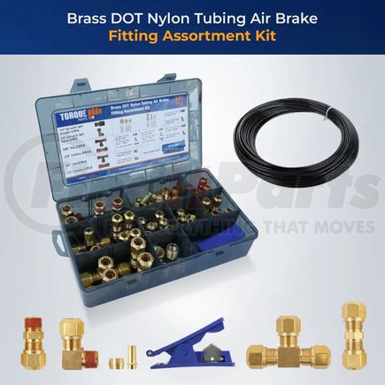Torque Parts TRFT0101P Air Brake Air Line Fittings Assortment - 101 pcs with Air Tubing