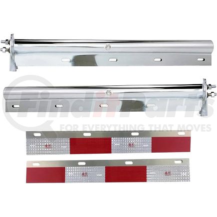 Torque Parts TRMFH401 30" Chrome Straight Mud Flap Hangers, 2.5" Bolt Pattern, Aluminum Straight Reflectors