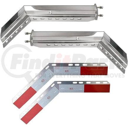 Torque Parts TRMFH404 30" SS 45-Deg Mud Flap Hangers, 2.5" Bolt Pattern, Aluminum Straight Reflectors