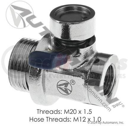 Automann 802.QDV105 Engine Quick Drain Valve - 20MM-1.5, Fits Mack E7 Series, EM7 Series, CHC, ASET Engines