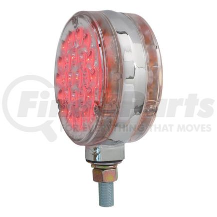 Grand General Accessories 78363 4" Round Double Face Pearl LED Pedestal Light, Amber/Red, Clear Lens, 24 LED per Side, 12V