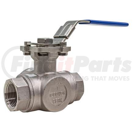D&W 705011205 Shut-Off Valve - Stainless Steel, NPT (Pipe), 1 in., Female Connector, 3 Way