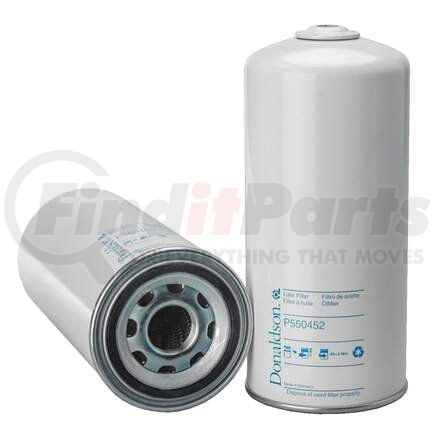 Donaldson P550452 Engine Oil Filter - 11.89 in., Full-Flow Type, Spin-On Style, Cellulose Media Type, with Bypass Valve