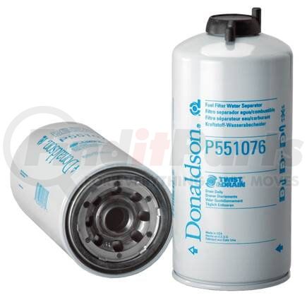 Donaldson P551076 Twist&Drain Fuel Filter - 9.59" Water Separator Type, Spin-On Style, Cellulose, Meltblown Media Type