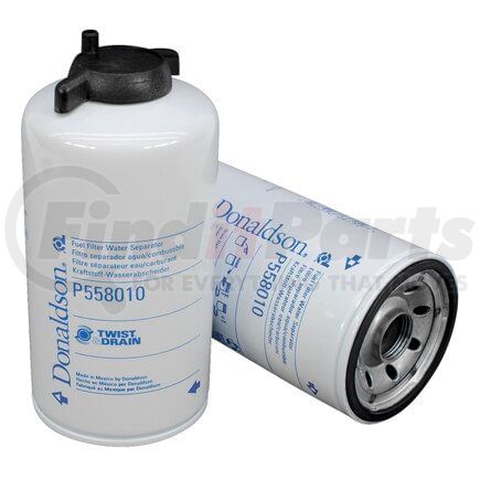 Donaldson P558010 Twist&Drain Fuel Filter - 7.61" Water Separator Type, Spin-On Style, Cellulose Media Type