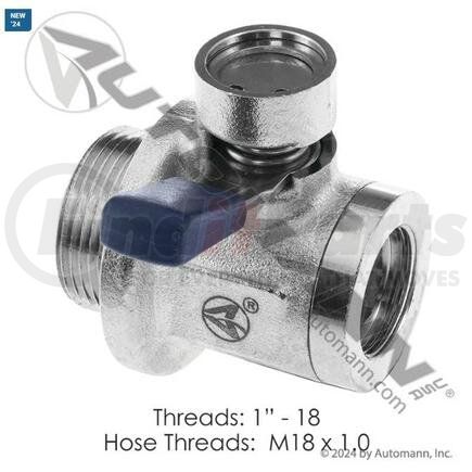 Automann 802.QDV203 Engine Quick Drain Valve - 1"-18UNF, Fits Cummins L10, M11, N14, ISM, ISN