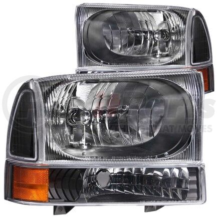 Anzo 111080 Crystal Headlight Set; Clear Lens; Black Housing; Pair; 2 pc;