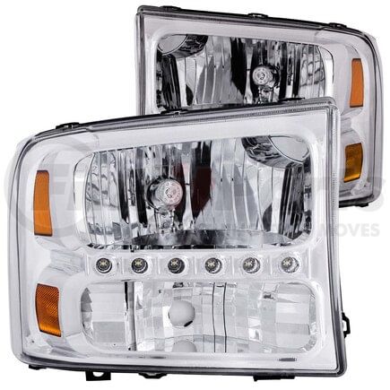 Anzo 111088 Crystal Headlight Set; Clear Lens; Chrome Housing; Pair; w/1 pc. LED;