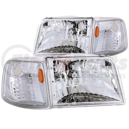 Anzo 111119 Crystal Headlight Set; Clear Lens; Chrome Housing; w/Corner Lights; Pair;