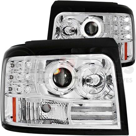 Anzo 111183 Projector Headlight Set w/Halo; Clear Lens; Chrome Housing; Pair; w/Side Marker and Parking Lights;