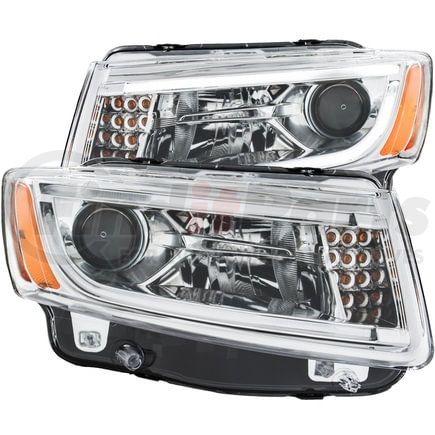 Anzo 111328 Projector Headlight Set; Clear Lens; Chrome Housing; Pair; w/Plank Style Design;