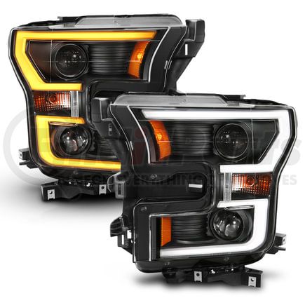 Anzo 111357 Projector Headlight Set; Clear Lens; w/Plank Style Switchback; Black w/Amber; Pair;
