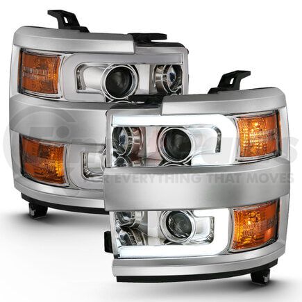 Anzo 111360 Projector Headlight Set; w/Plank Style Design; Chrome;