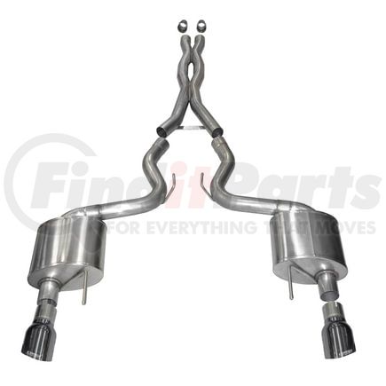 Corsa 14332GNM 3.0in. Cat-Back Dual Rear Exit with Single 4.5in. Gunmetal PVD Pro-Series Tips