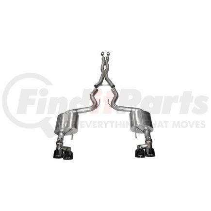 Corsa 14335BLK 3.0in. Cat-Back Dual Rear Exit with Twin 4.0in. Black PVD Pro-Series Tips