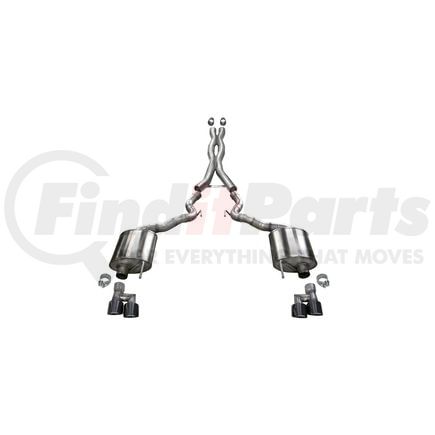 Corsa 21047BLK 3.0in. Cat-Back Dual Rear Exit with Twin 4.0in. Black PVD Pro-Series Tips