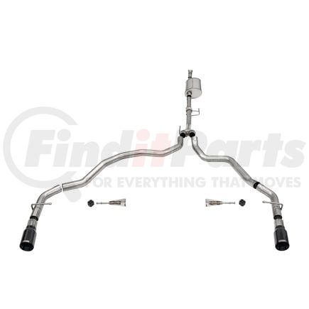 Corsa 21167BLK 3.0in. Dual Rear Exit Catback Exhaust System with Flat Cut 4.0in. Dual Wall Tips
