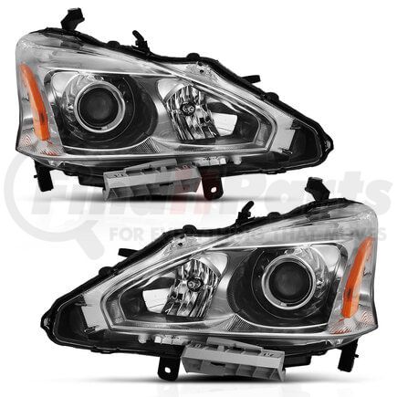 Anzo 121550 Projector Headlight Set; Clear Lens; Chrome w/Amber Housing; Pair;