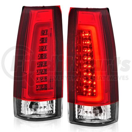 Anzo 311346 Tail Light Assembly; LED; Red/Clear Lens; Chrome Housing; Pair;