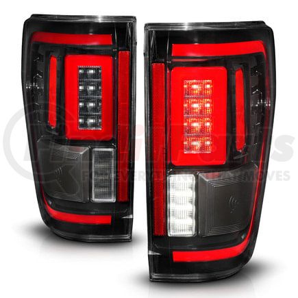 Anzo 311473 Tail Light Assembly; Sequential LED Turn Signal; Black Housing; BLIS Cover; Clear Lens; Pair;