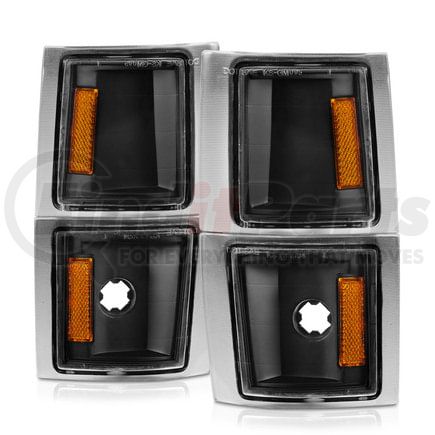 Anzo 521042 Cornering Light Assembly; Euro; Clear Lens; Black Housing; w/Amber Reflector;
