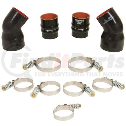 BD Diesel 1045210 Intercooler Hose And Clamp Kit; Incl. 5-Ply Angled Boots/Intercooler Pipe Boots/HD Spring Loaded Clamps;