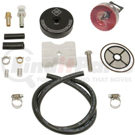 BD Diesel 1050330 Flow-MaX Tank Sump Kit; Incl. FloxMax Sump Body/Mesh Screen/Plate Clamp/3 in. Hole Saw/Fuel Hoses/Hardware;