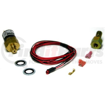 BD Diesel 1081130 Low Fuel Pressure Red LED Alarm Kit; Incl. 5psi Pressure Switch/LED Assembly w/2 pc. Bezel/Blade Connector/Mini-Fuse Tapper/Flag Connector/Tapped Banjo Bolt/Sealant Washer;