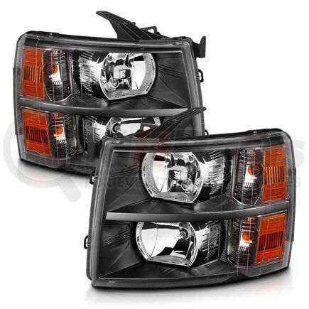 Anzo 111393 Crystal Headlight Set; Clear Lens; Black Housing; White/Amber;