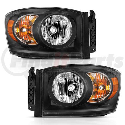 Anzo 111427 Crystal Headlight Set; Clear Lens; Black w/Amber Housing; Pair;