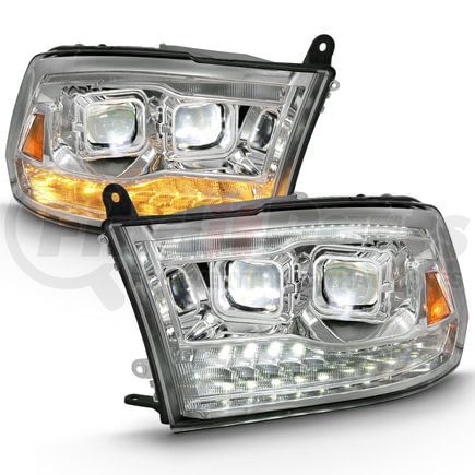 Anzo 111465 LED Projector Headlight; w/Plank Style Switchback; Chrome w/Amber; Pair;