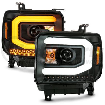 Anzo 111487 Projector Headlight Set; w/Plank Style Switchback; Black; Pair;