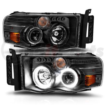 Anzo 111490 Projector Headlight Set w/Halo; Clear/Amber Lens; Black; Pair;