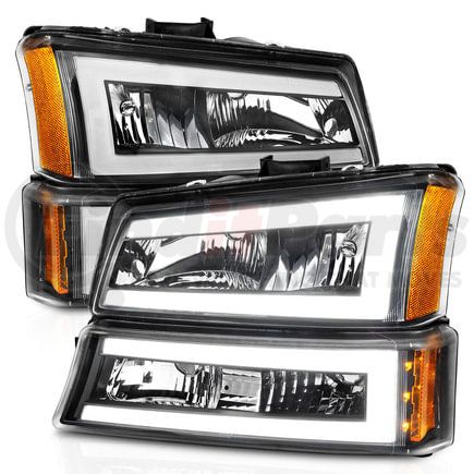 Anzo 111501 Crystal Headlight Set; Black Housing; Pair; w/Light Bar;