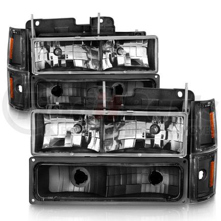 Anzo 111505 Crystal Headlight Set; Black Housing; w/Signal & Side Markers; 8 PCS; Set;