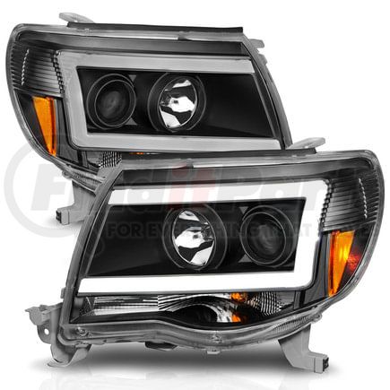 Anzo 111517 Projector Headlight Set; Clear Lens; Black Housing; w/Light Bar; Pair;
