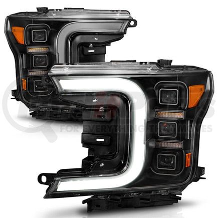 Anzo 111519 LED Projector Headlight; Black Housing; w/Light Bar Sequential Signal; Pair;