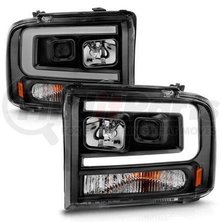Anzo 111551 Projector Headlight Set; Black Housing; w/Light Bar;