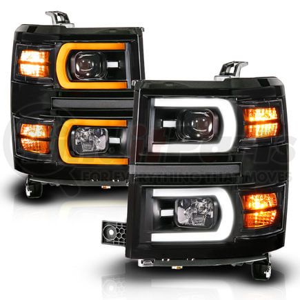 Anzo 111617 LED Projector Headlight; Black Housing; Dual Switchback; Tube Square;