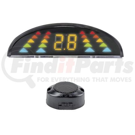 Brandmotion 9002-3010 Switchable Front/Rear 4 Sensor Parking System; Paintable Sensors;15ft Sensor 16ft Display Harness; Angled Mounts/Insulators For Increased Compatibility; Number/Color Code Display;