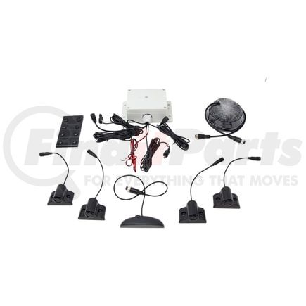 Brandmotion FLTW-3050 Commercial Backup Sensor System w/4 Sensors; Outside Control Box; LED Display; Detection Range 1ft. to 9.5ft.; Under Bmpr Sensor Mount; 11ft. Sensor Harness/49ft. Display Harness;